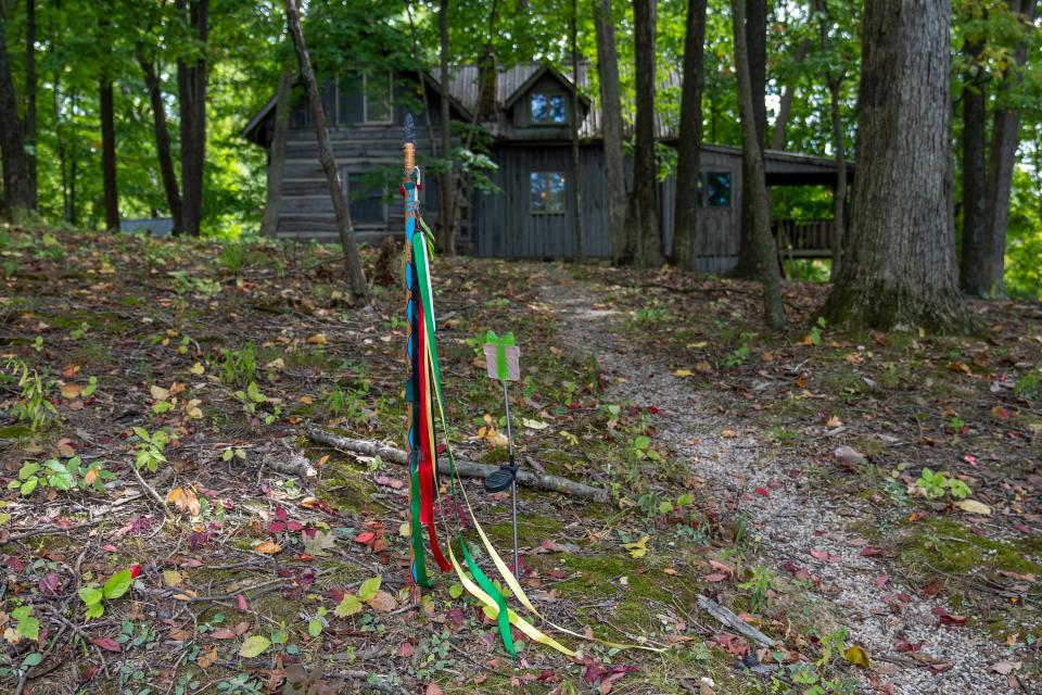 The home of Dark Rain Thom, who says she's a Shawnee descendant and who tried to gain federal tribal recognition for the group, which is based in Ohio. The tribe is unrecognized federally but successfully sought some validation from the state legislature in Ohio. Her home is in Bloomington, Indiana.