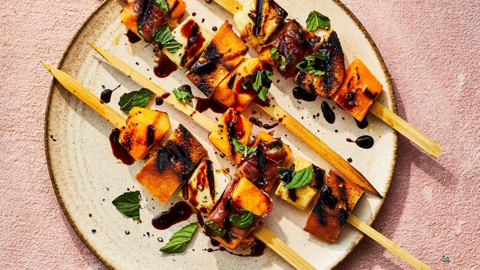 Grilled Cantaloupe and Prosciutto Skewers