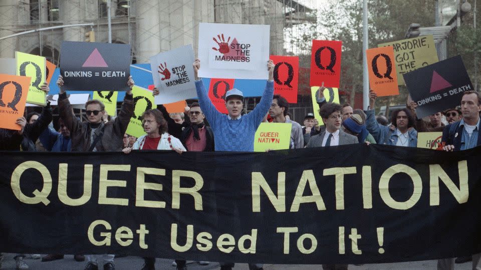 In 1990, the activist group Queer Nation debuted. Its members were among the first to reclaim queer from homophobes who used it as a slur. - Zoe Selsky/AP