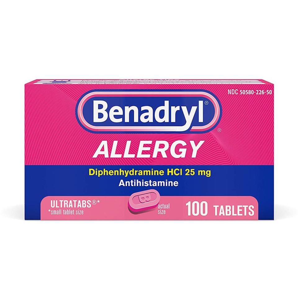 <p><strong>Benadryl</strong></p><p>amazon.com</p><p><strong>$9.49</strong></p><p><a rel="nofollow noopener" href="http://www.amazon.com/dp/B00GA9AVH2/" target="_blank" data-ylk="slk:Shop Now;elm:context_link;itc:0;sec:content-canvas" class="link ">Shop Now</a></p><p><strong>Best for Sneezing and Runny Noses</strong></p><p>If you’re sniffling to the point that your nose is rubbed raw from tissues and your neighboring coworkers are retreating to the empty conference room, Benadryl will get your nose under control again.</p><p><strong>TWO GRAFS?</strong></p><p>Benadryl is a <a rel="nofollow noopener" href="https://www.commoncold.org/treatment.htm" target="_blank" data-ylk="slk:first-generation antihistamine;elm:context_link;itc:0;sec:content-canvas" class="link ">first-generation antihistamine</a> that blocks the parasympathetic system, which stimulates mucus-gland secretion to reduce sneezing and runny noses during your cold. Second-generation antihistamines like fexofenadine (Allegra) and loratadine (Claritin) <a rel="nofollow noopener" href="https://pubchem.ncbi.nlm.nih.gov/compound/loratadine#section=Therapeutic-Uses" target="_blank" data-ylk="slk:have not been shown;elm:context_link;itc:0;sec:content-canvas" class="link ">have not been shown</a> to work as well for cold symptoms.<br></p>