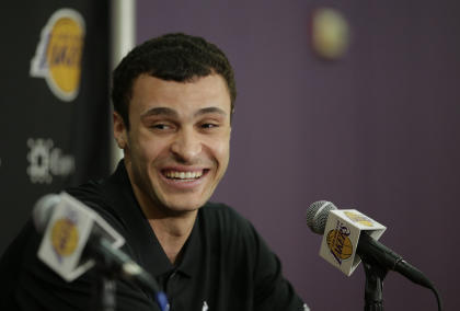 Larry Nance Jr. wasn't all smiles on draft night. (AP Photo/Jae C. Hong)