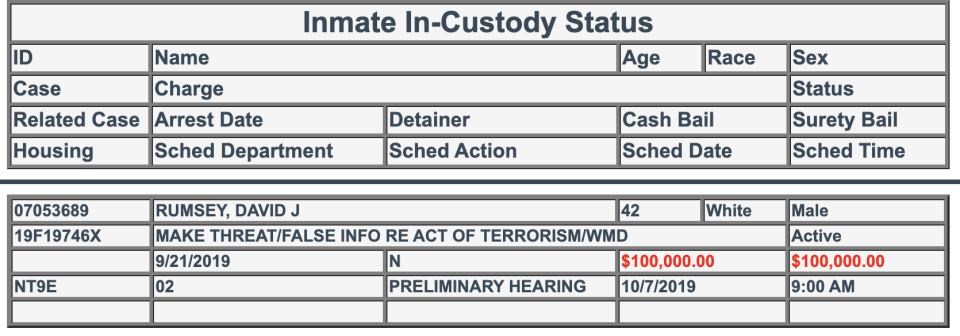 David Rumsey is in Clark County Detention Center in Nevada. (Screenshot: Clark County Detention Center) 