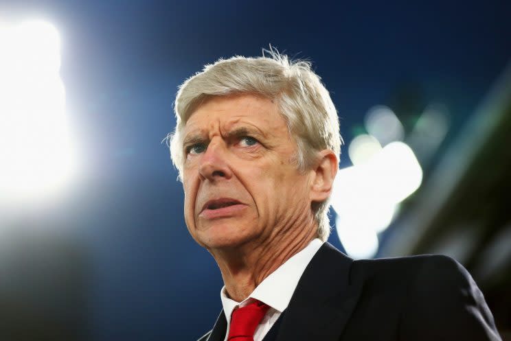 Arsenal manager Arsene Wenger looks on worried after Palace take the lead