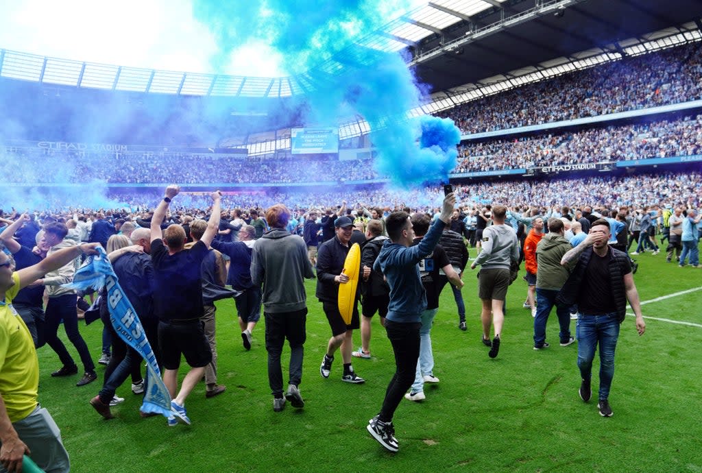 The Prime Minister’s official spokesman has called a pitch invasion at Manchester City’s ground ‘concerning’ (Martin Rickett/PA) (PA Wire)