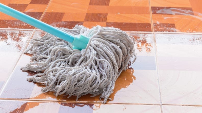 Credit:                      Getty Images / itsarasak thithuekthak                                             You don't need any specific equipment or tools to clean--using a regular mop can really help to collect standing water around the home.