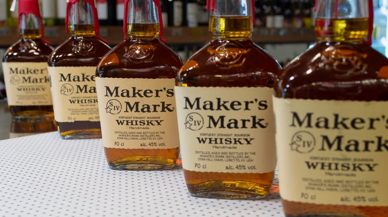 Bottles of Maker's Mark bourbon