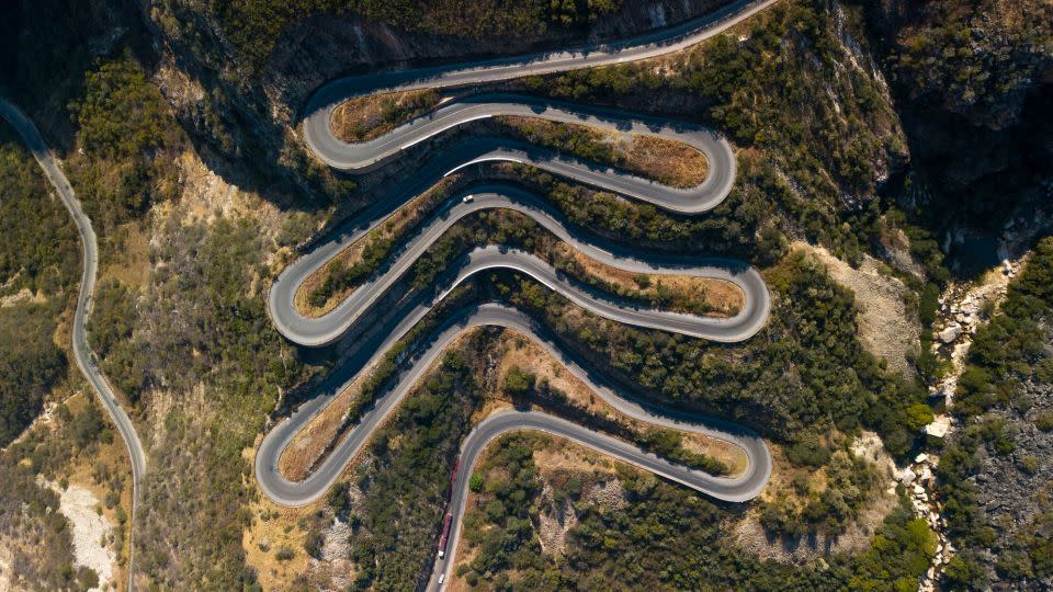 The incredible zig-zag road at Serra da Leba. - Eric Lafforgue/Art in All of Us/Corbis/Getty Images