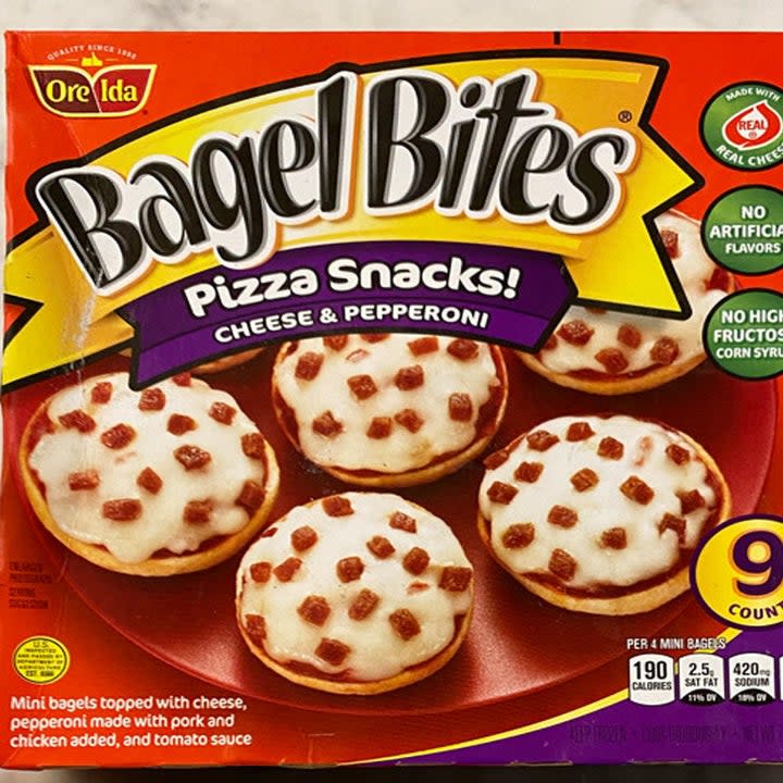 A box of bagel bites.