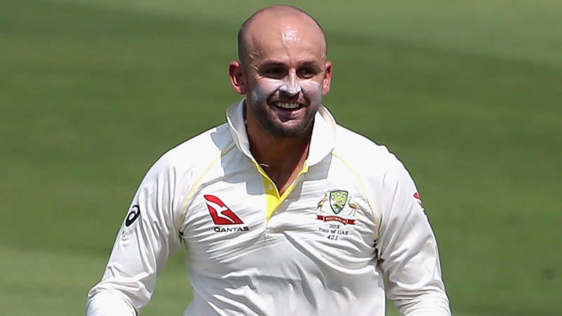 Nathan Lyon wrote himself into the record books with his four-wicket haul against Pakistan. Pic: Getty