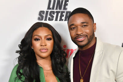 Drew Sidora and Ralph Pitmann on the red carpet for the film Line Sisters.