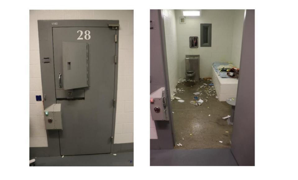 Georgia Kay Baldwin died in 2021 at the Tarrant County jail after her mental health deteriorated, according to a federal lawsuit filed Thursday. Photos of her cell included in the lawsuit show torn paper on the floor, where Baldwin was found by Tarrant County sheriff’s department officers in September 2021.