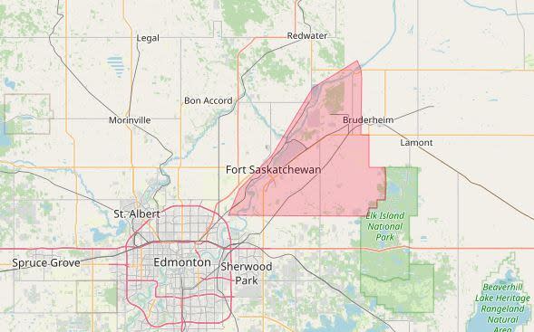 A tornado warning was issued for the Fort Saskatchewan, Alta., area, including the northern part of Strathcona County, but was cancelled around 5:15 p.m. and replaced with a severe thunderstorm warning in the region.  (Alberta Emergency Alert - image credit)