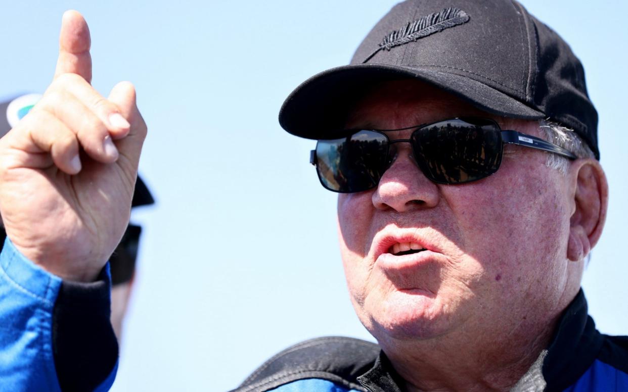 William Shatner, 90, celebrates in the West Texas desert after having become the oldest human to reach space