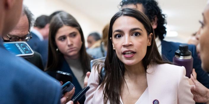 Democratic Rep. Alexandria Ocasio-Cortez of New York at the Capitol on November 15, 2022.