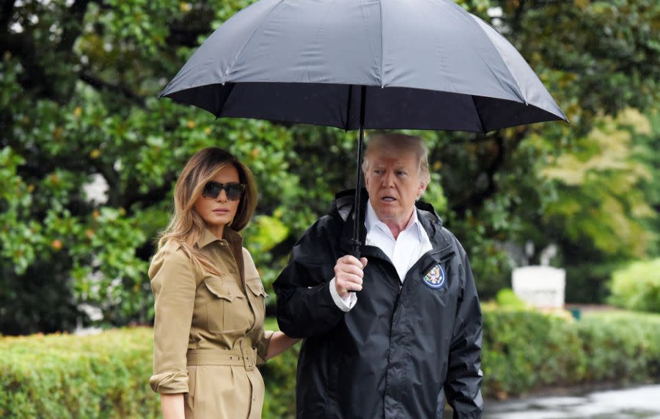 Melania and President Donald Trump have reportedly been staying in separate places. They are pictured here together in September of last year. Source: Getty