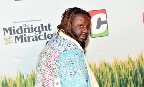 ATLANTA, GEORGIA – NOVEMBER 21: Musician T-Pain attends a screening of “Untitled Dave Chappelle Documentary” at State Farm Arena on November 21, 2021 in Atlanta, Georgia. (Photo by Paras Griffin/Getty Images)