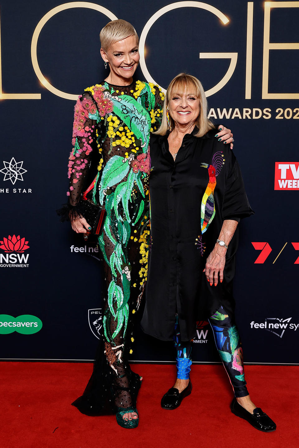 Jessica Rowe and Denise Drysdale at the 2023 Logie Awards