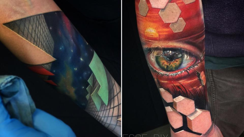 A new body art trend, as seen on Instagram, involves playing with shading to create the illusion of 3-D tattoos.