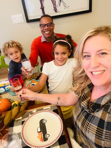 <p>Lindsay Flint</p> Monty, Troy, Ophelia and Lindsay Flint at home in Sacramento