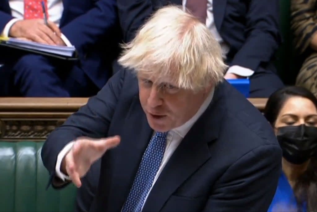 Prime Minister Boris Johnson speaks during Prime Minister’s Questions in the House of Commons  (PRU/AFP via Getty Images)