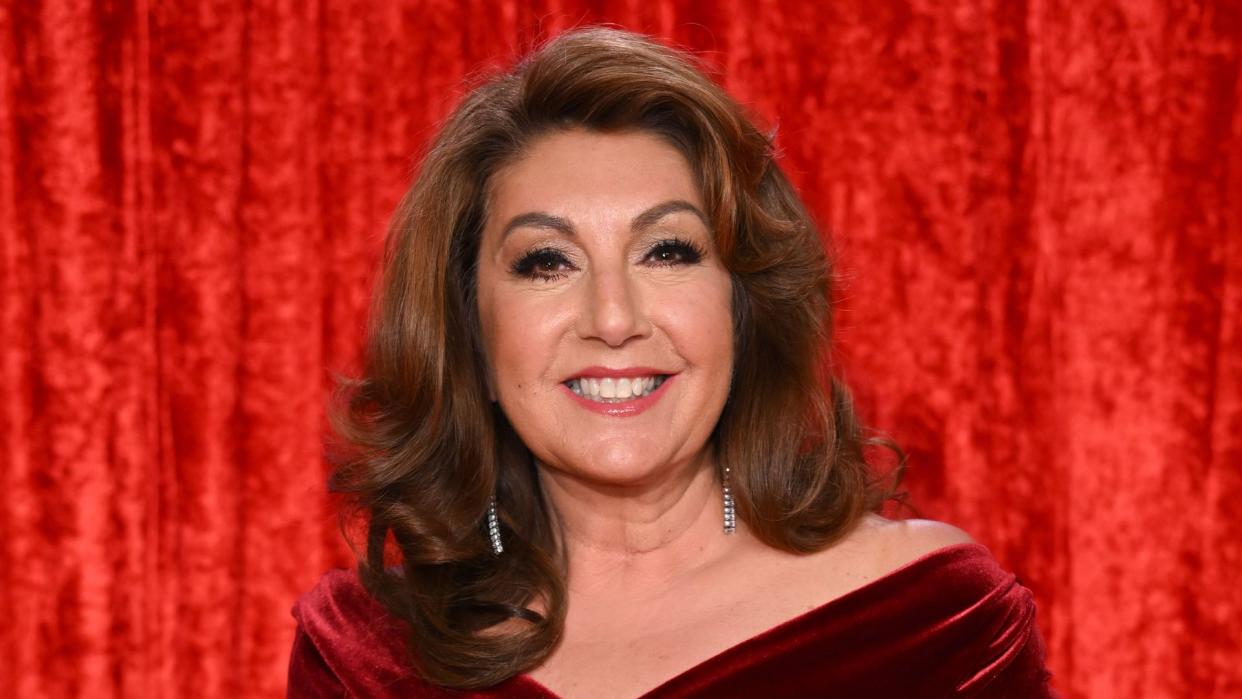 Jane McDonald red velvet dress