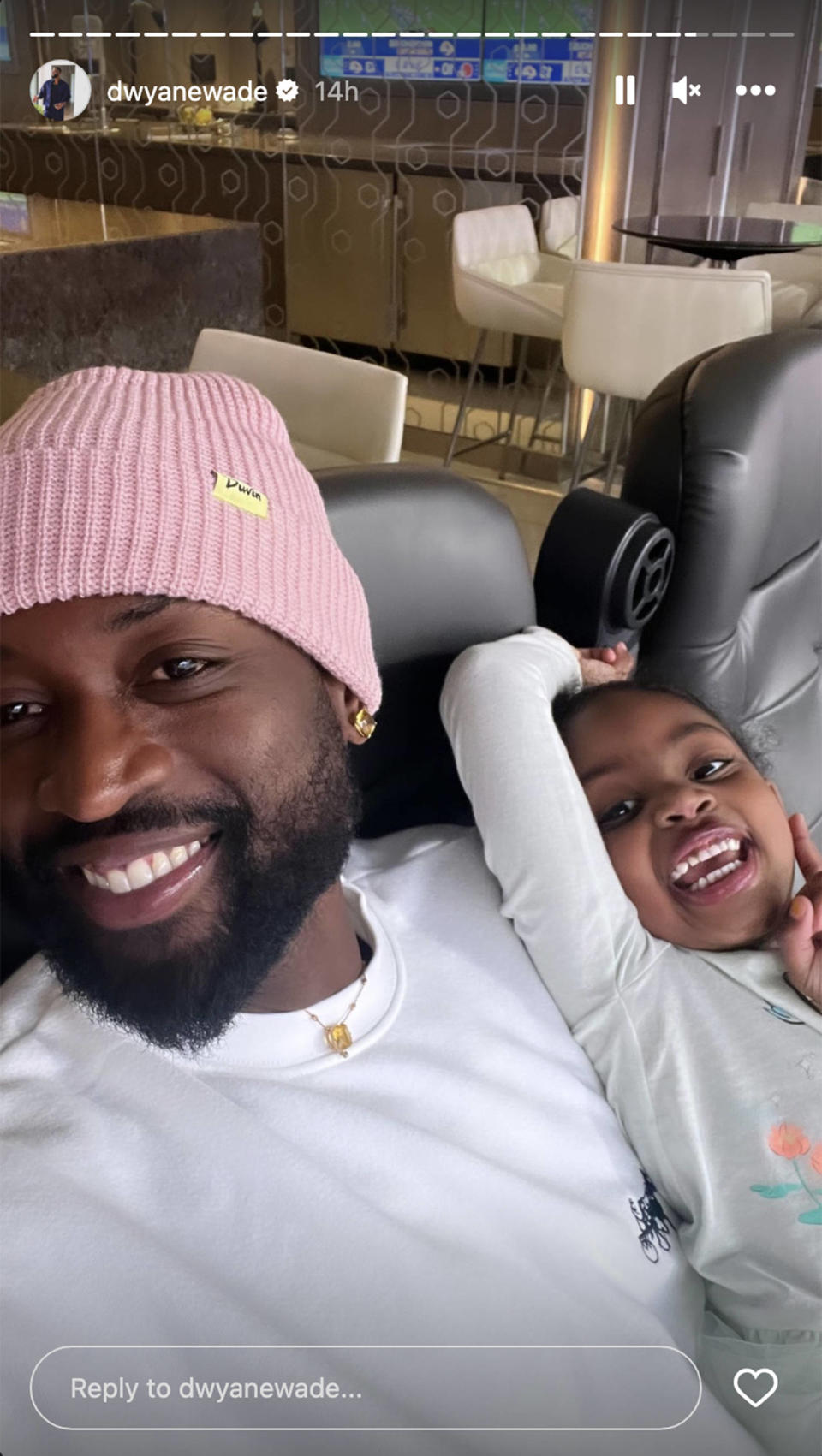 Wade and Kaavia are all smiles. (@dwyanewade via Instagram)