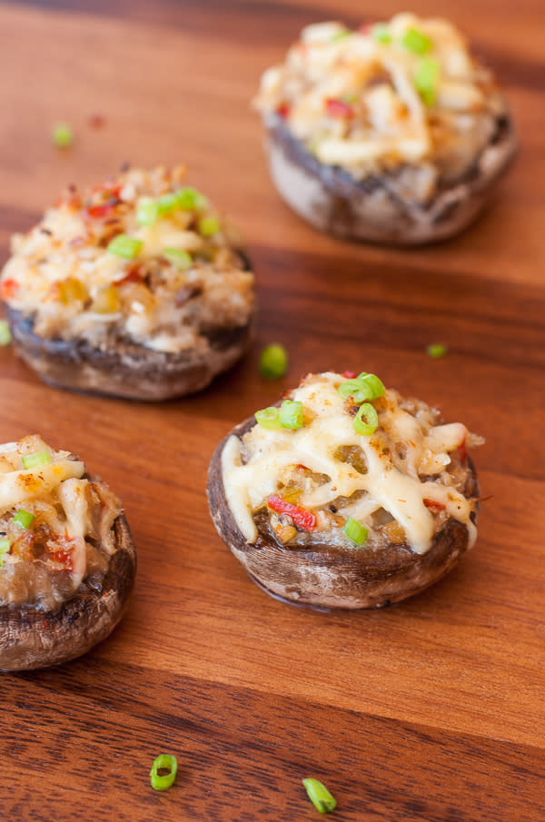 Seafood Stuffed Mushrooms with Garlic and Gouda