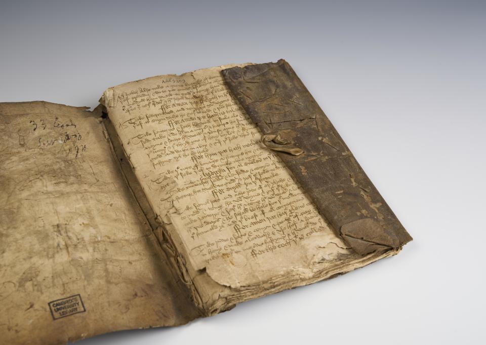 Compilation of medical recipes in original 15th- century leather wrapper (The Master and Fellows of Trinity College, Cambridge/ PA)