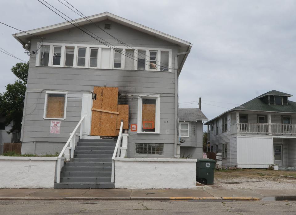 Taking on new development on Daytona's beachside comes with extra challenges, such as limited available land, existing structures that have to be torn down, and older infrastructure. Pictured is a condemned house on Grandview Avenue a short distance south of Main Street.