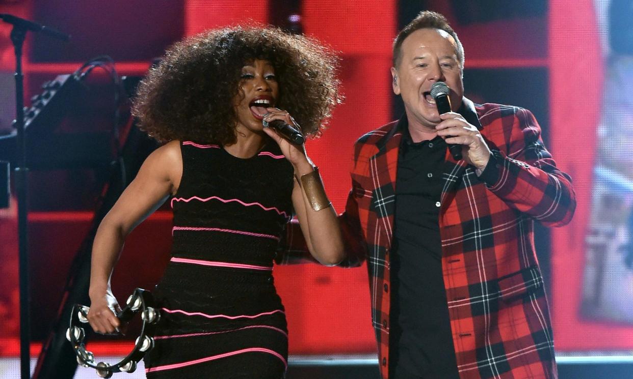 <span>‘Now I’m part of the family’ … Sarah Brown performs with Jim Kerr of Simple Minds during the 2015 Billboard Music Awards, Las Vegas.</span><span>Photograph: Ethan Miller/Getty Images</span>