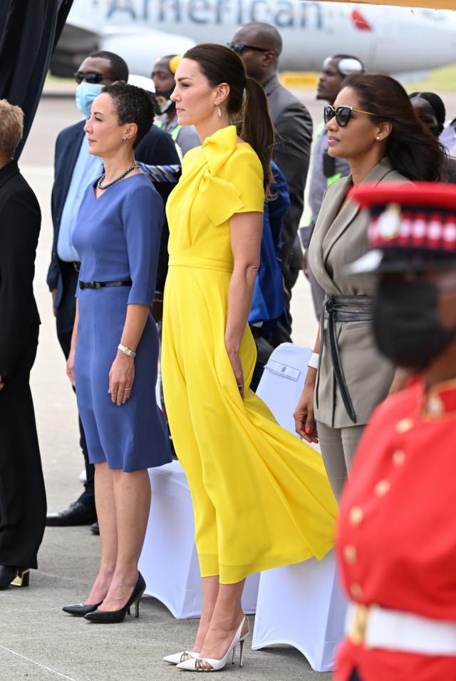 Kate Middleton's Yellow Dress by Roksanda at Jamaica Airport for Arrival