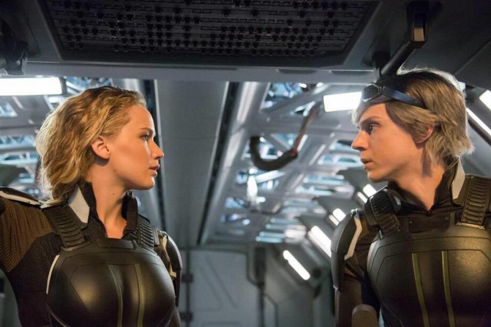 Evan Peters starred with Jennifer Lawrence in “X-Men: Apocalypse.” He briefly reprised the role of Pietro Maximoff/Quicksilver in “WandaVision.”