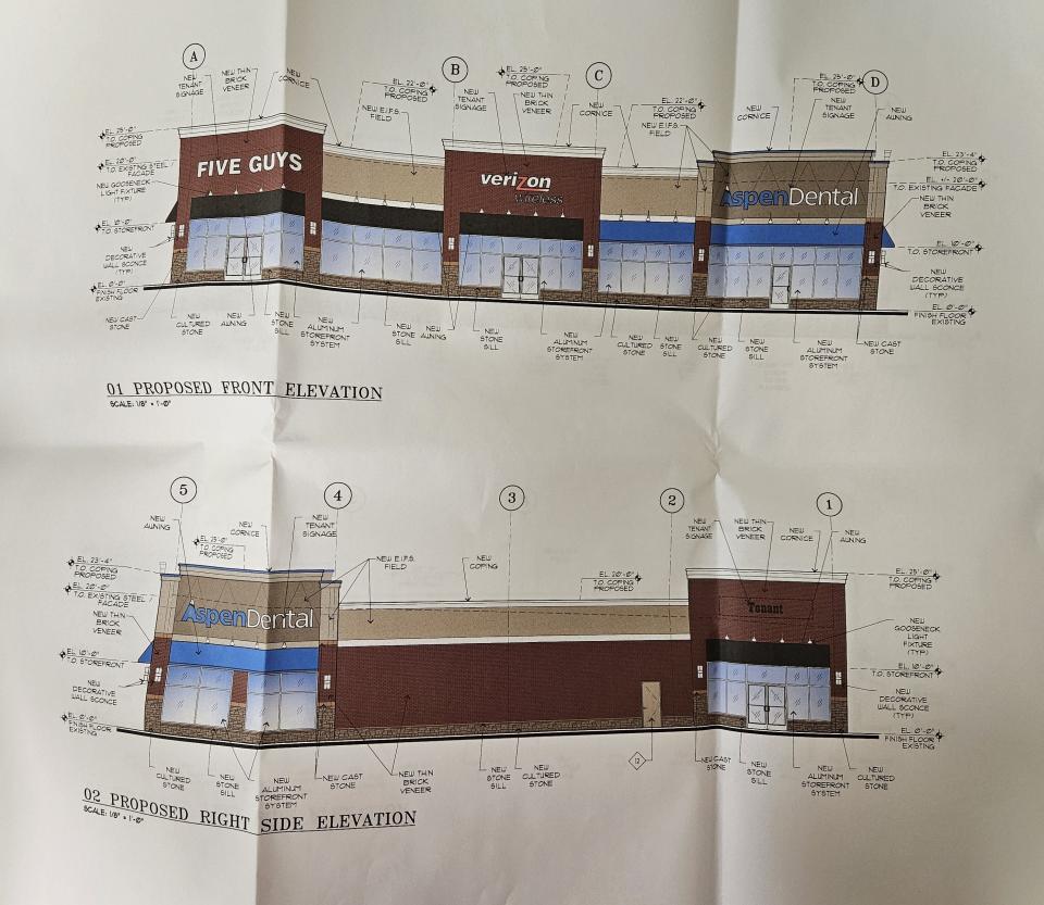 A rendering of the proposed façade alterations for the Route 206 north project was designed by architects with The Dietz Partnership in Parsippany.