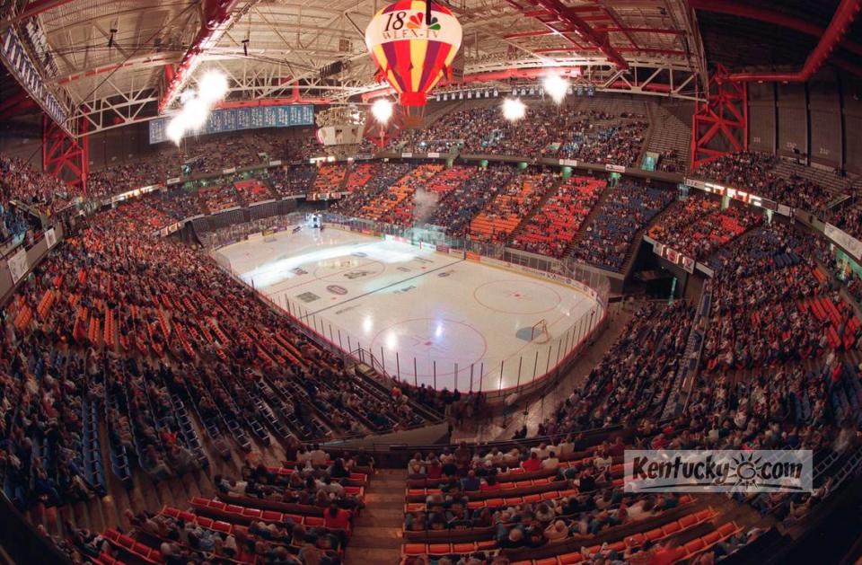 The 1998-99 season opener for the Kentucky Thoroughblades of the American Hockey League at Rupp Arena.