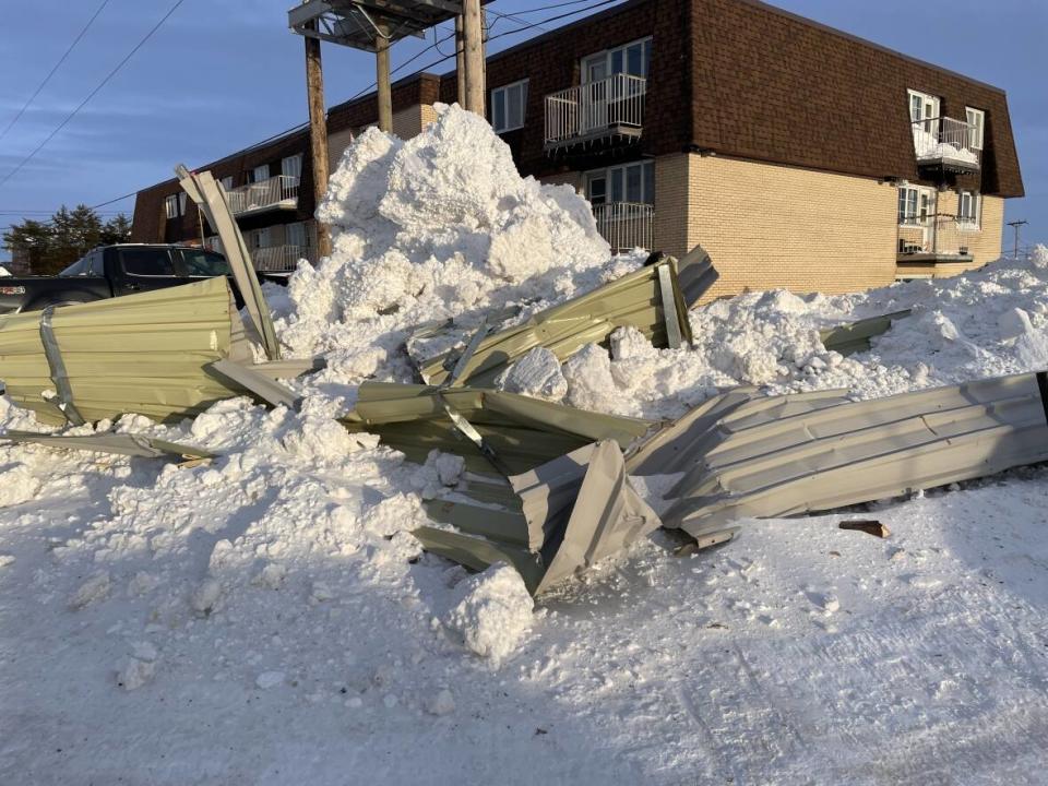 The high winds on Friday and Saturday damaged several properties in Labrador West. (Darryl Dinn/CBC - image credit)