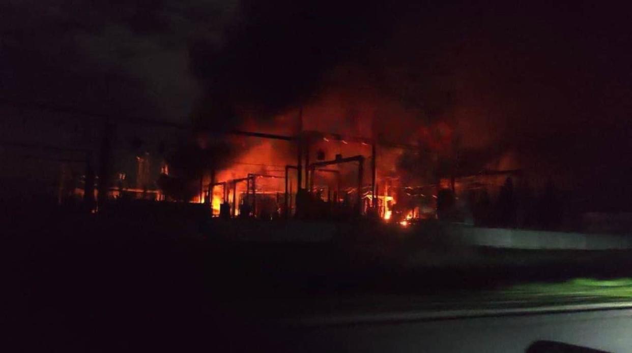 A facility on fire. Stock photo: Russian media