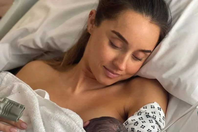 Emily McDonagh with her newborn daughter