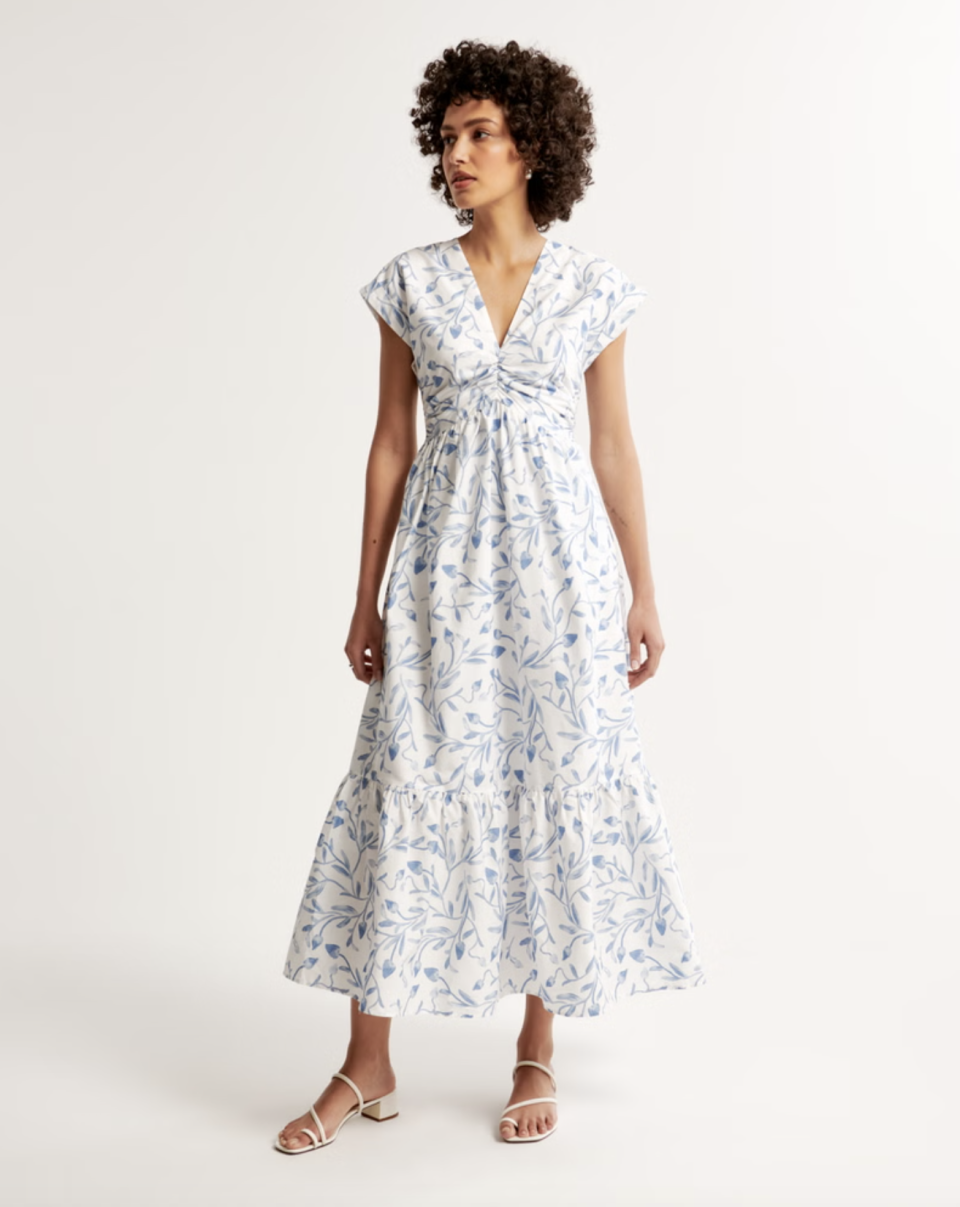 Cinch-Front Poplin Midi Dress (Photo via Abercrombie)