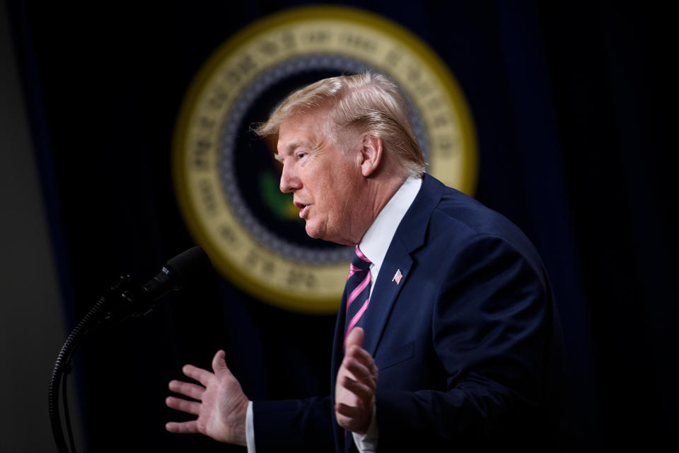 US President Donald Trump speaks at the White House Summit on Child Care and Paid Leave on December 12, 2019, in Washington, DC. (Photo by Brendan Smialowski / AFP) (Photo by BRENDAN SMIALOWSKI/AFP via Getty Images)