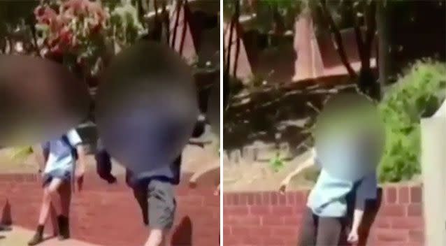 The student strikes the 12-year-old boy and he's stunned. Source: 7 News