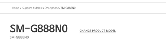 Samsung's support page with the Galaxy X model number.