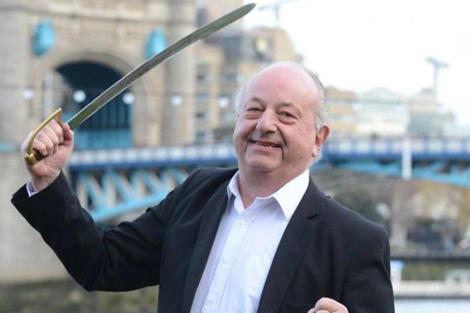 Duel challenge: John Zylinski, who once challenged Nigel Farage to a duel, with a replica of his father’s cavalry sword (Jeremy Selwyn)