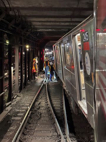 <p>NYC Emergency Management/ X</p> N.Y.C. derailed subway train