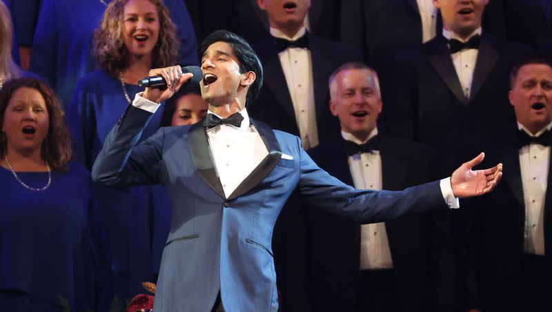 Special guest Michael Maliakel performs with The Tabernacle Choir at Temple Square and Orchestra at Temple Square during their annual Christmas Concert at the Conference Center in Salt Lake City on Thursday, Dec. 14, 2023.
