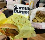 <p>The Samurai Beef Burger packs a punch and a kick with its quarter-pound beef patty dipped in our teriyaki sauce, complete with lettuce and creamy mayonnaise. There's also a Samurai Chicken Burger on offer in Singapore.</p><p><a href="https://www.instagram.com/p/B0YGIigF-Mo/" rel="nofollow noopener" target="_blank" data-ylk="slk:See the original post on Instagram;elm:context_link;itc:0;sec:content-canvas" class="link ">See the original post on Instagram</a></p>