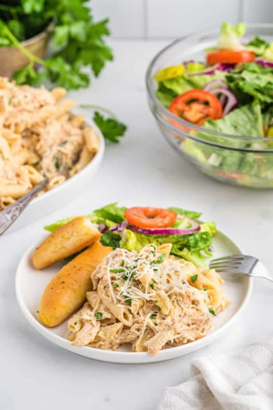 <p>Little Sunny Kitchen</p><p>Leave it to TikTok to give us an amazing copycat recipe that is made so easily in a slow cooker.</p><p><strong>Get the recipe: <a href="https://littlesunnykitchen.com/olive-garden-chicken-pasta" rel="nofollow noopener" target="_blank" data-ylk="slk:Olive Garden Chicken Pasta;elm:context_link;itc:0;sec:content-canvas" class="link ">Olive Garden Chicken Pasta</a></strong></p>