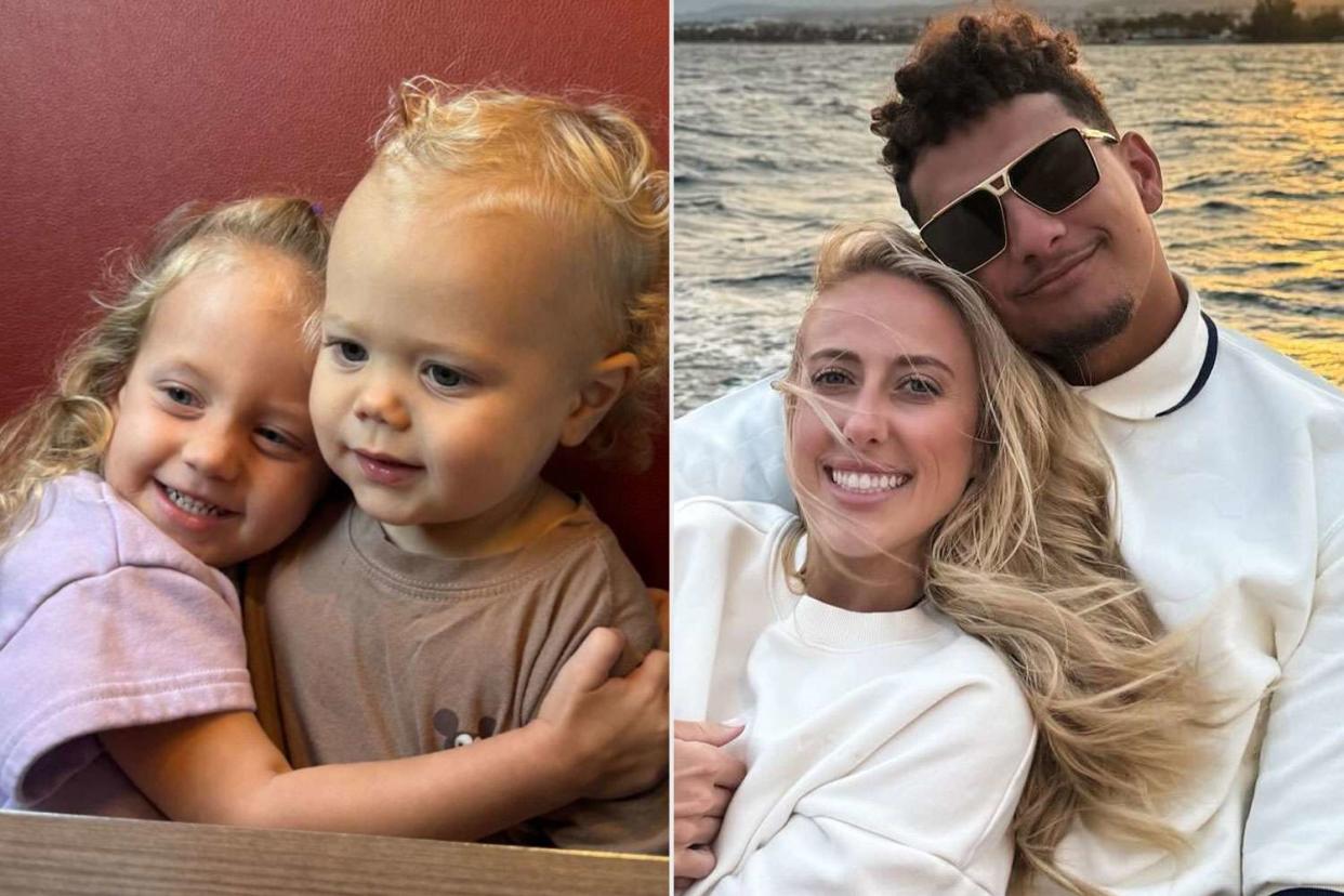 <p>Brittany Mahomes/Instagram</p> Brittany and Patrick Mahomes (right) and their kids Sterling and Bronze