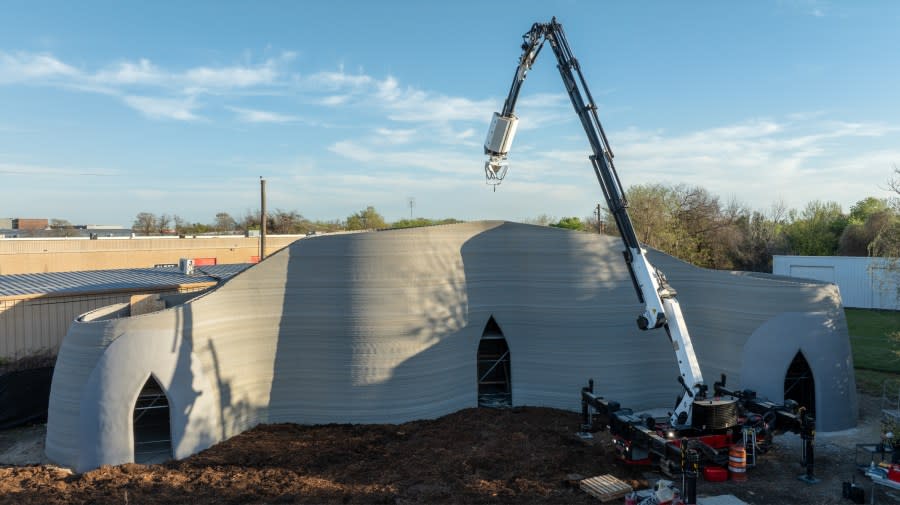 With a new 3D printer, ICON completed construction of a 27-foot-tall architectural demonstration at its headquarters in South Austin.