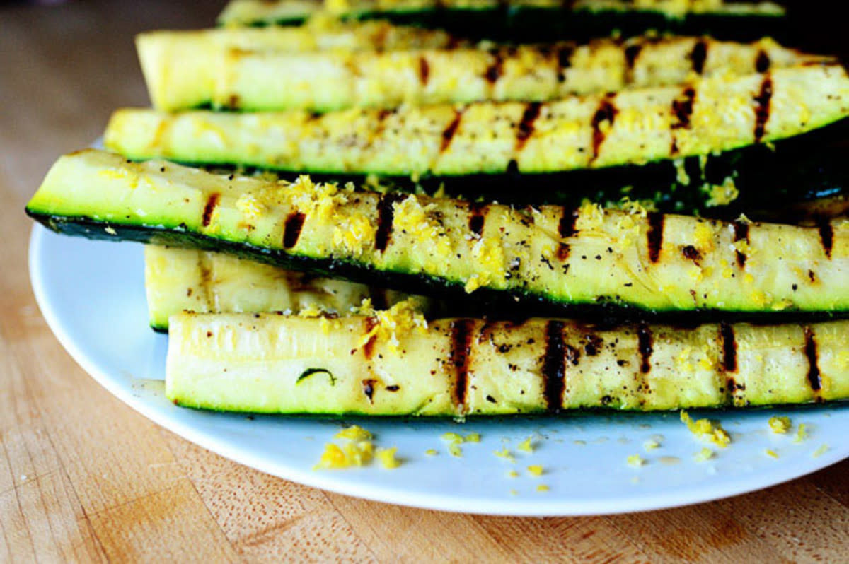 <p>The Pioneer Woman</p><p>Grill up some yummy marinated zucchini at your next cookout!</p><p><a href="http://thepioneerwoman.com/cooking/2012/08/grilled-zucchini-with-yummy-lemon-salt/" rel="nofollow noopener" target="_blank" data-ylk="slk:Get the recipe!;elm:context_link;itc:0;sec:content-canvas" class="link rapid-noclick-resp">Get the recipe!</a></p>