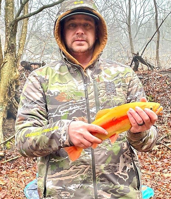 Former Western Wayne multi-sport standout Jason Kromko snagged this beautiful golden while fishing on Opening Day of trout season. He decided to release this one, but had continued success while patrolling the banks of the Lackawaxen River with nephew Kash.
